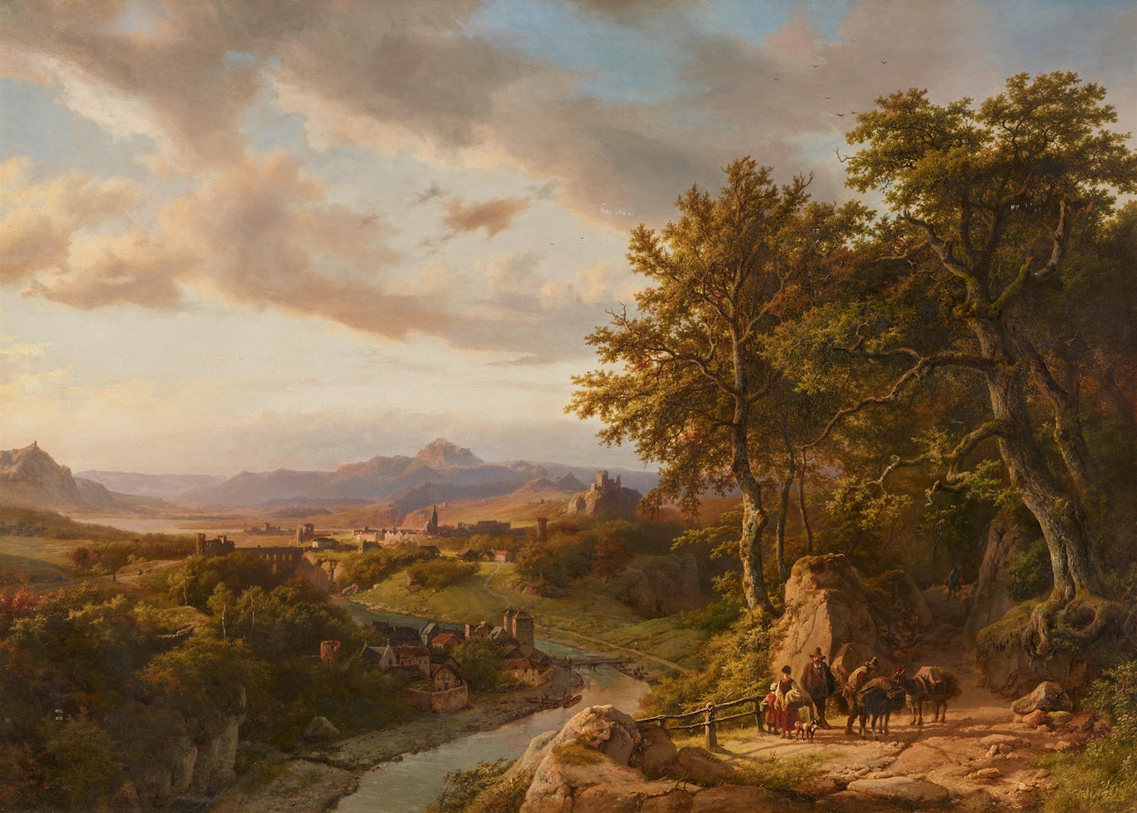 Panoramic Landscape in in the Central Rhine Region by Barend Cornelis Koekkoek