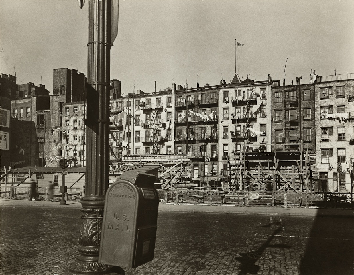 Forsythe and East Houston Streets, Manhattan, Feb. 11 by Berenice Abbott