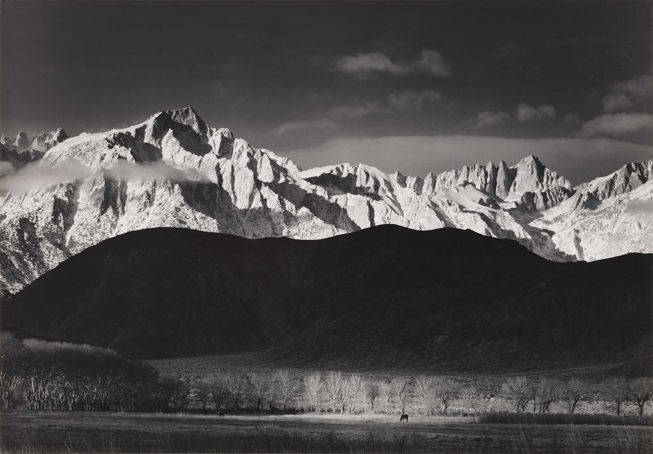 Winter Sunrise, Sierra Nevada from Lone Pine, California by Ansel Adams