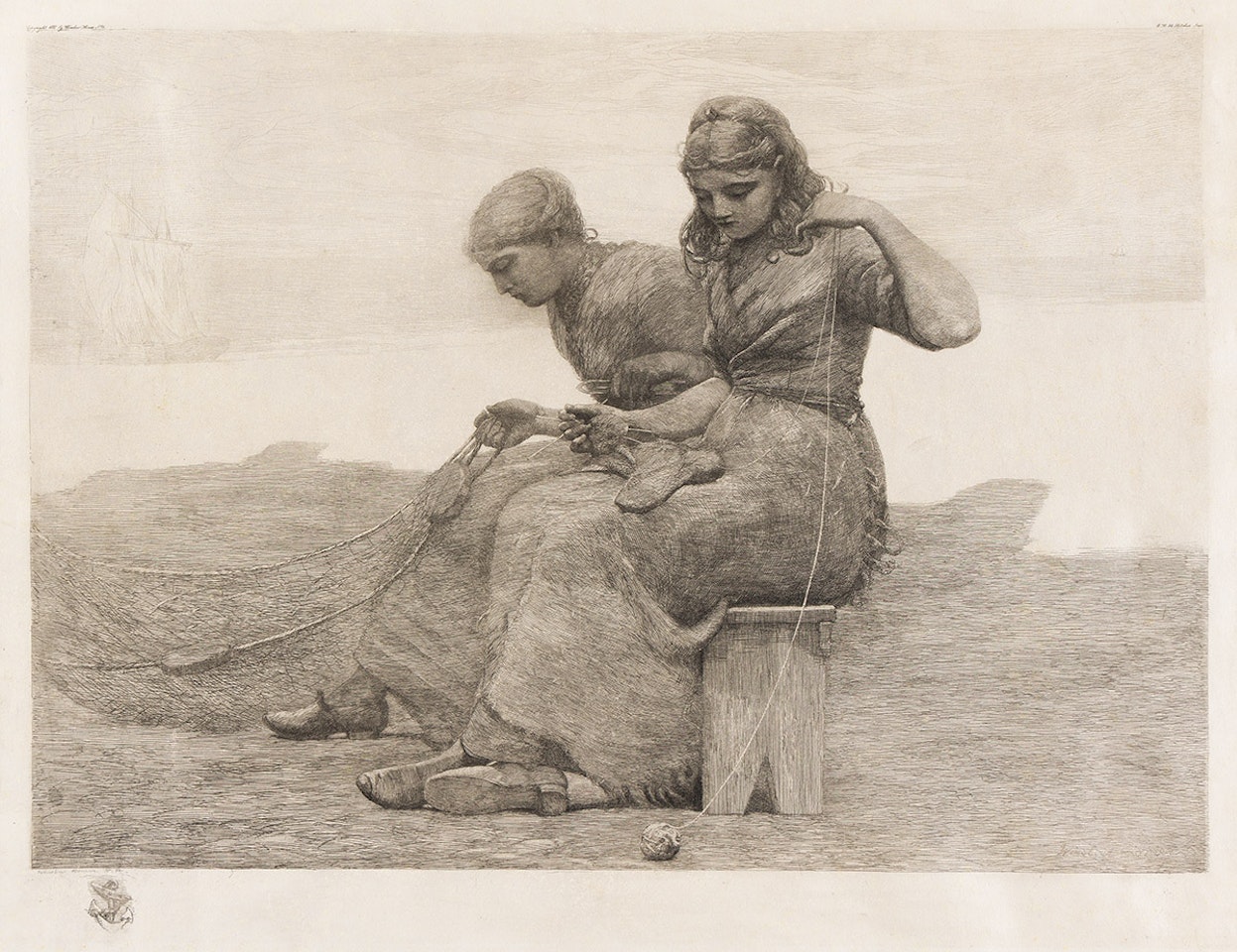 Mending the Tears. by Winslow Homer