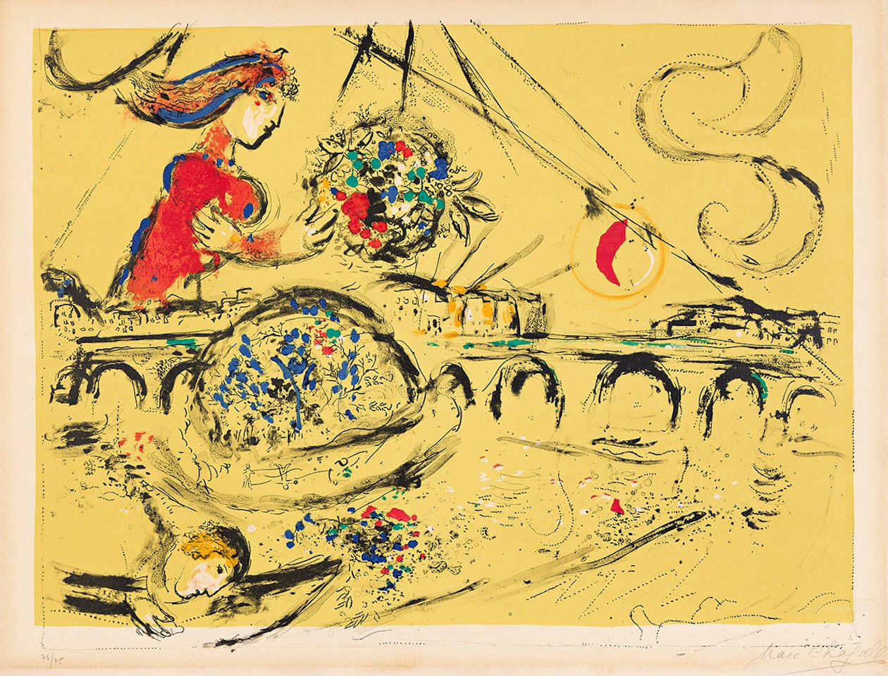 Île Saint-Louis. by Marc Chagall