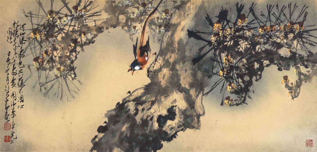 PARADISE FLYCATCHER AND PINE by Zhao Shao'ang