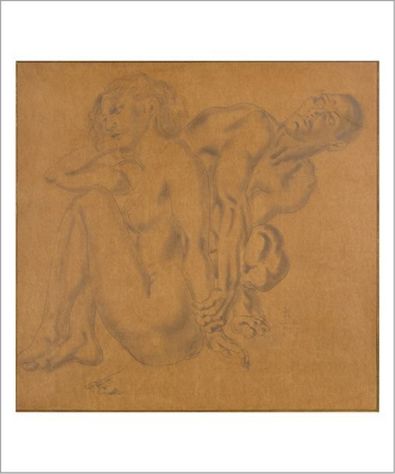 Les modèles, Jacqueline Goddard et un athlète by Leonard Tsuguharu Foujita