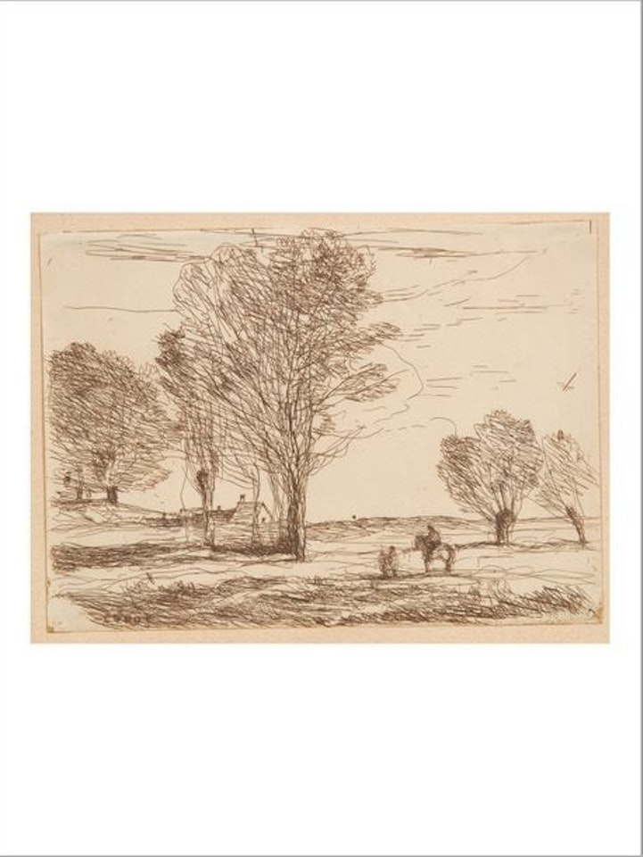 Cavalier arrêté dans la campagne by Jean Baptiste Camille Corot