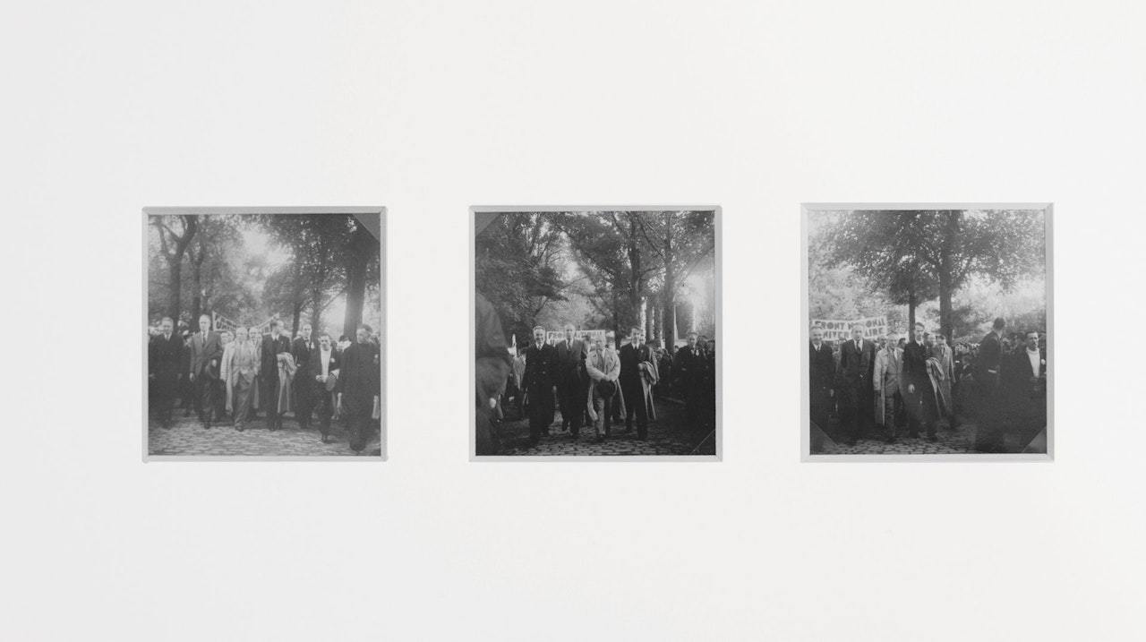 Pablo Picasso and Paul Eluard during a National University Front demonstration in Paris by Dora Maar