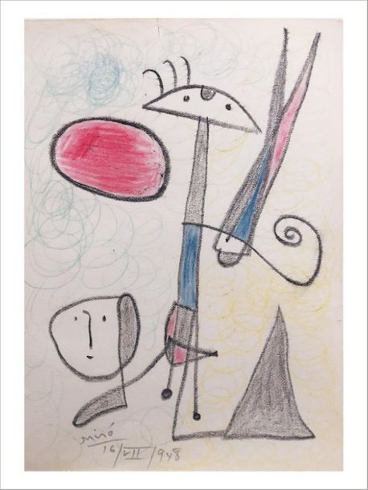 Composition aux figures; extrait du livre d"or personnel de Georges Pellequer by Joan Miró