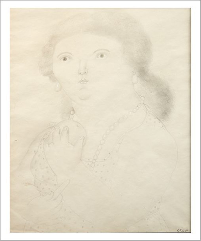 Young woman with a pearl by Fernando Botero