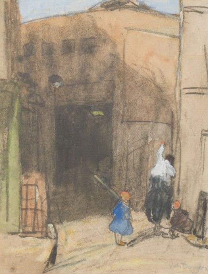 Children and woman in the street by Kees van Dongen
