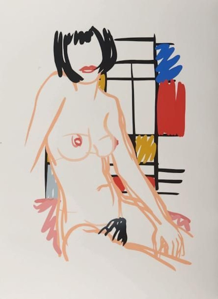 Monica sitting with Mondrian by Tom Wesselmann