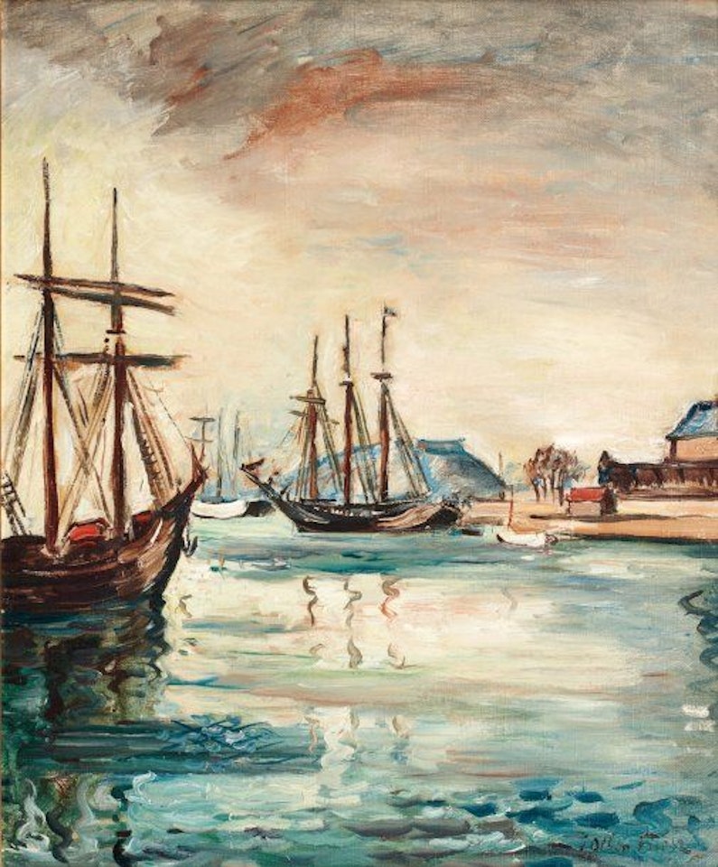 Boats at the port in Saint Malo by Othon Friesz