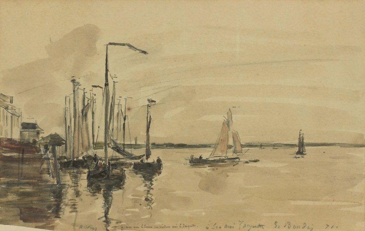 Sailboats in Antwerp by Eugène Boudin