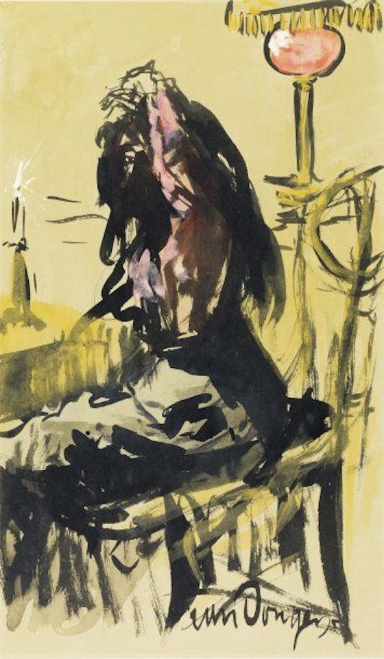 Woman doing her hair by Kees van Dongen