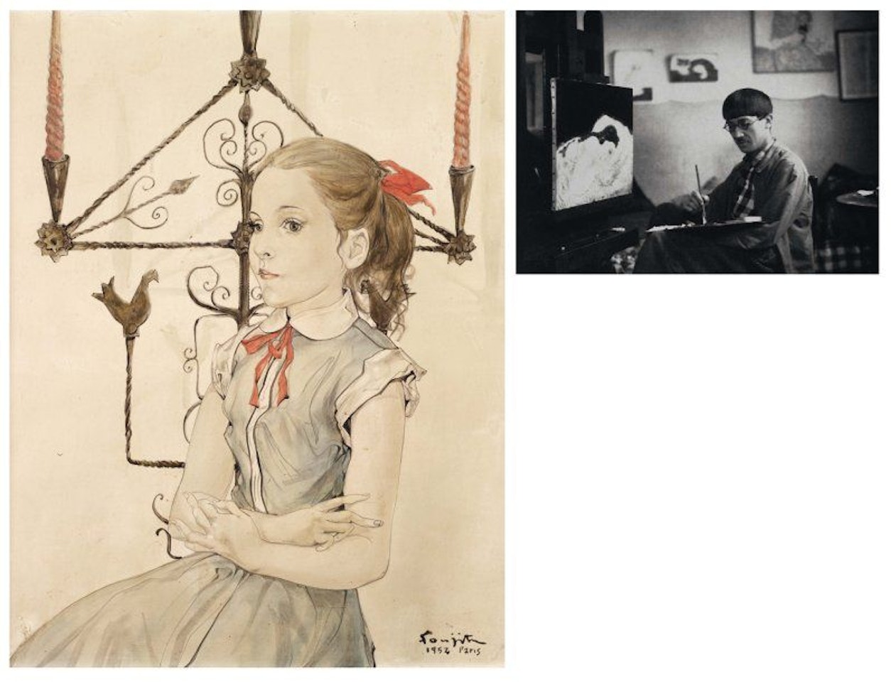 Young girl with a candlestick, Paris by Leonard Tsuguharu Foujita