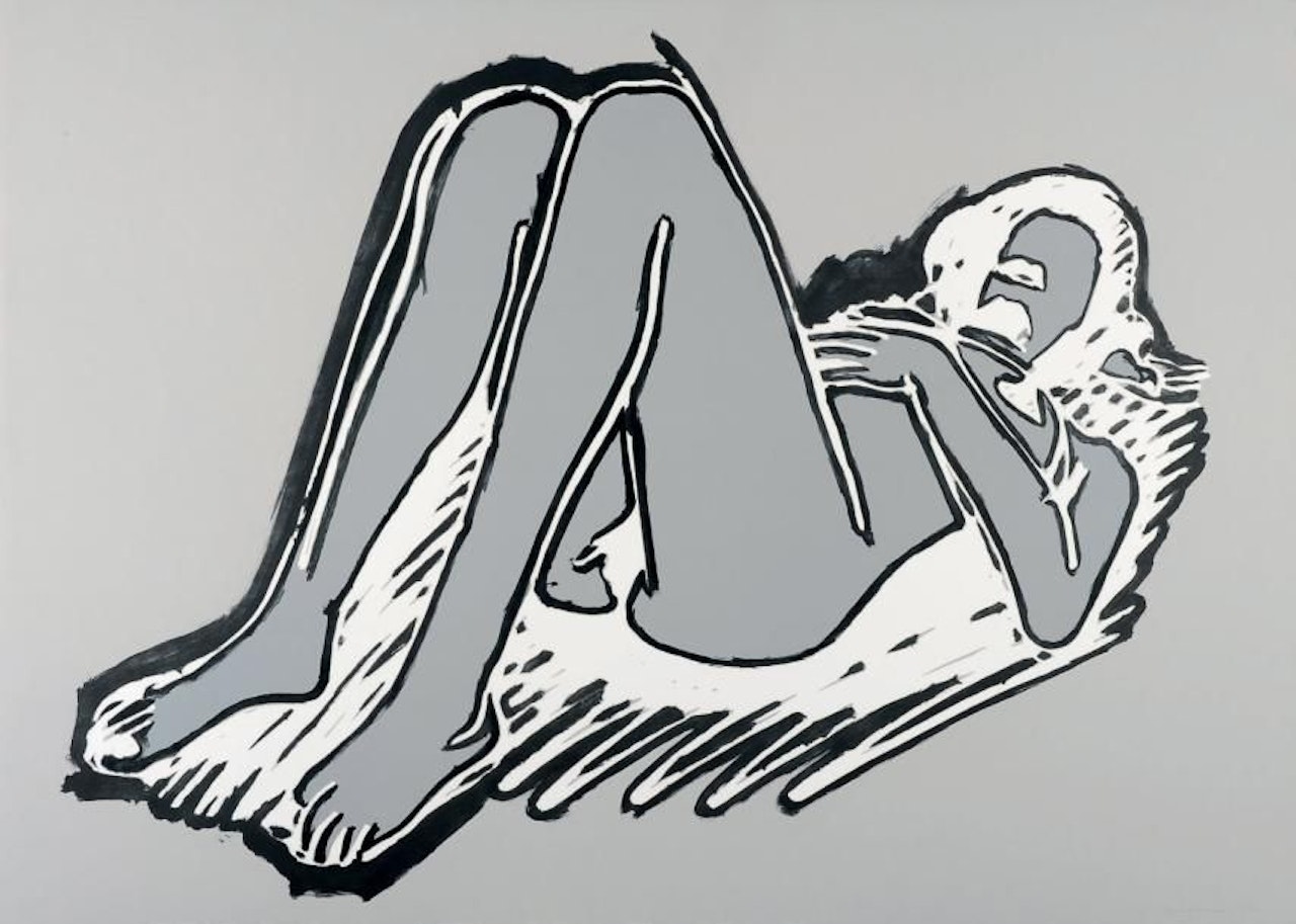Monica reclining on back, knees up by Tom Wesselmann