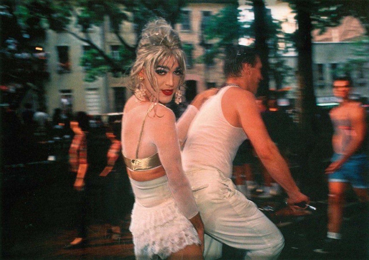 Jimmy Paulette on David"s bike, NYC by Nan Goldin
