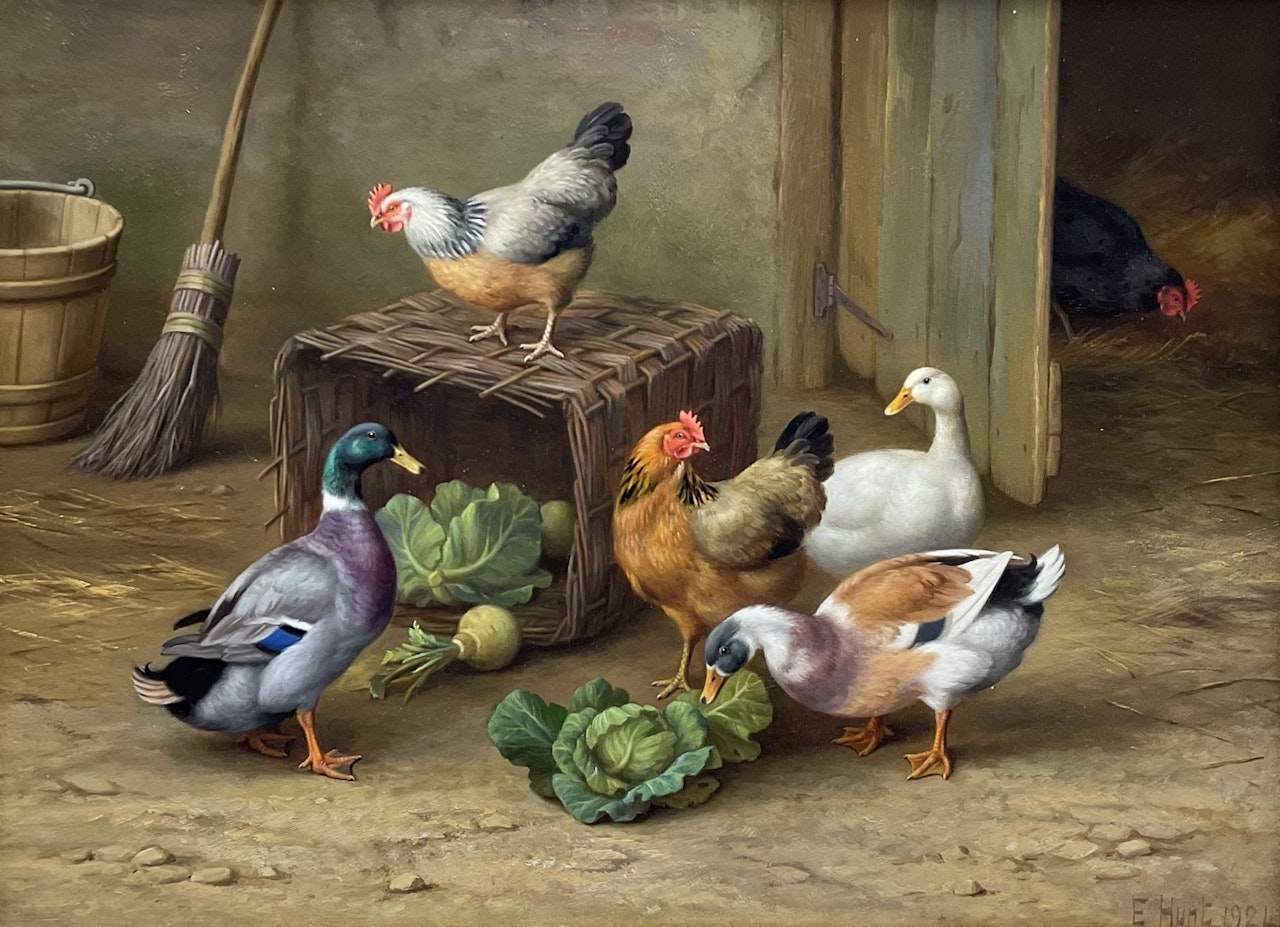 Ducks and Chickens in the Farmyard by Edgar Hunt