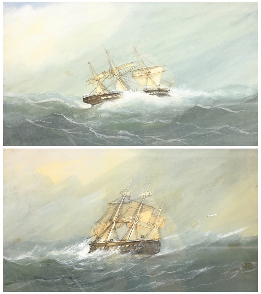 Ships in Rough Seas by English School