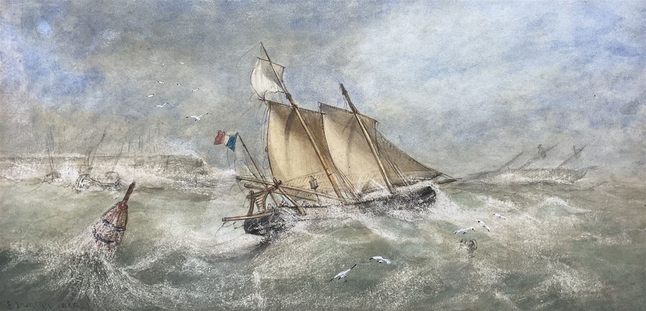 "French Boats in a Squall" by Edward Duncan