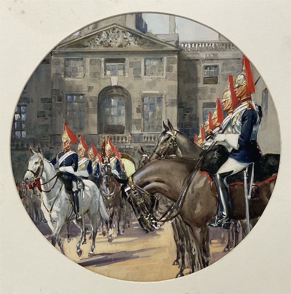 Queen"s Guard"s Mounted on Horseback outside Palace by English School