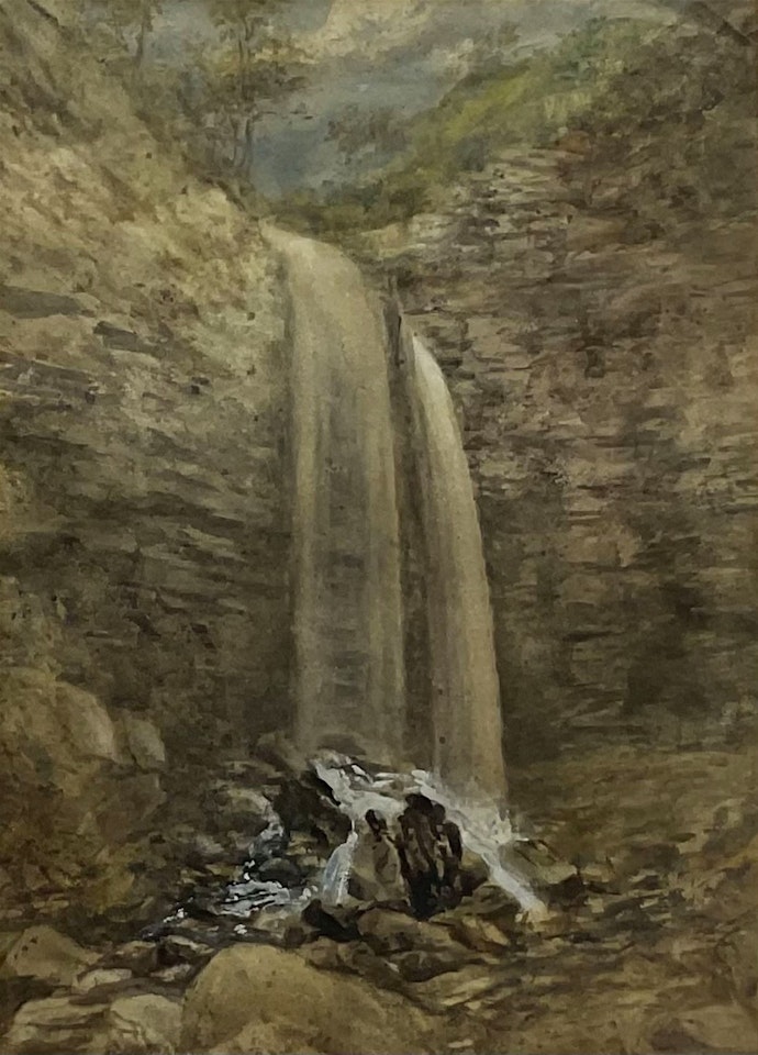 "Melincourt Fall Vale of Neath" near Swansea Wales by Thomas Girtin