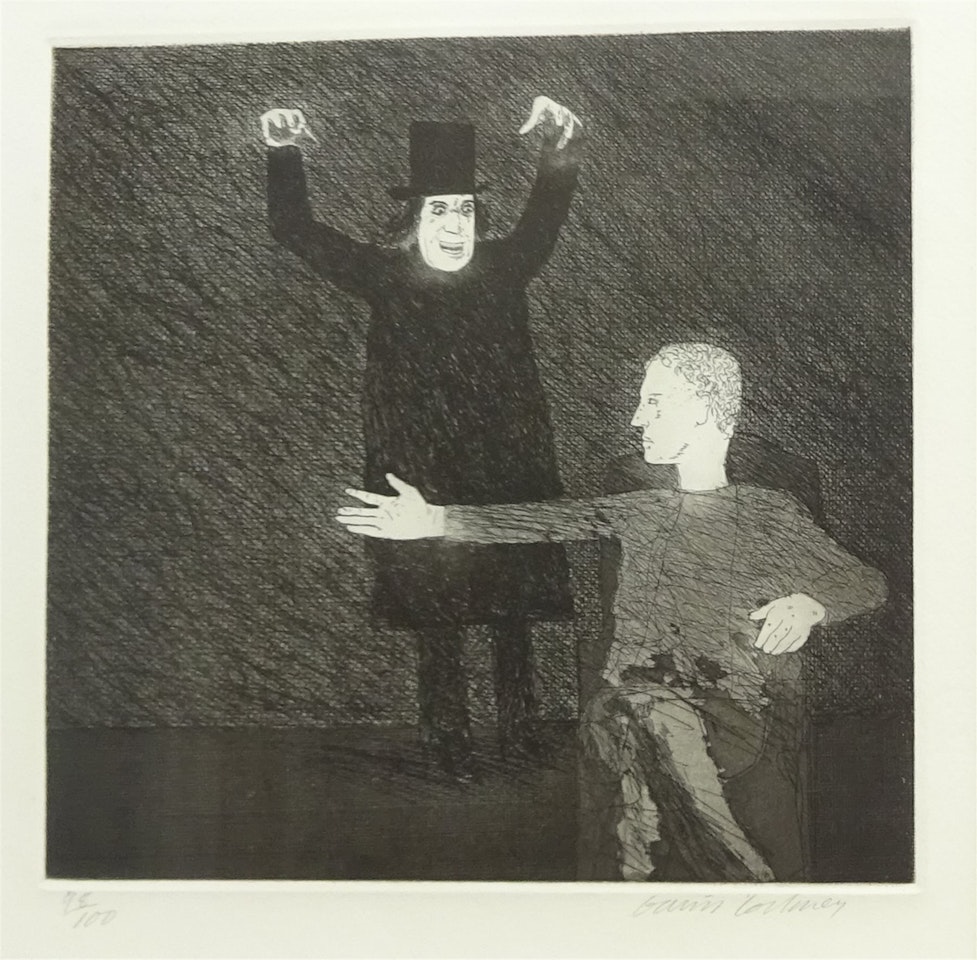 "Inside the Castle", from "The Story of the Boy who Left Home to Learn Fear" for "Six Fairy Tales from the Brothers Grimm" by David Hockney