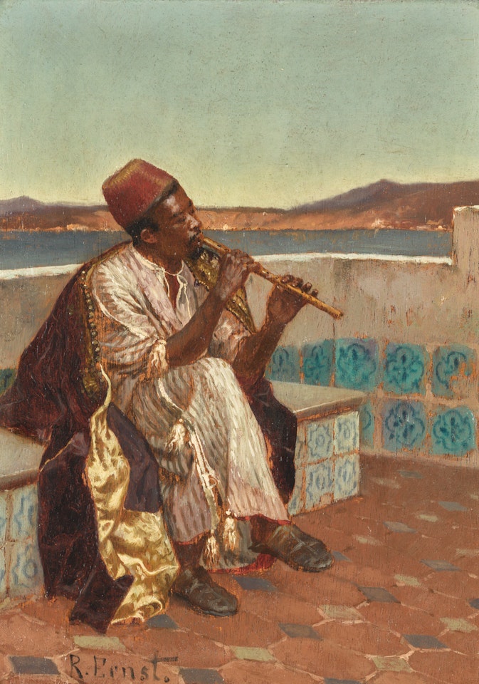 MUSICIAN ON THE TERRACE by Rudolf Ernst