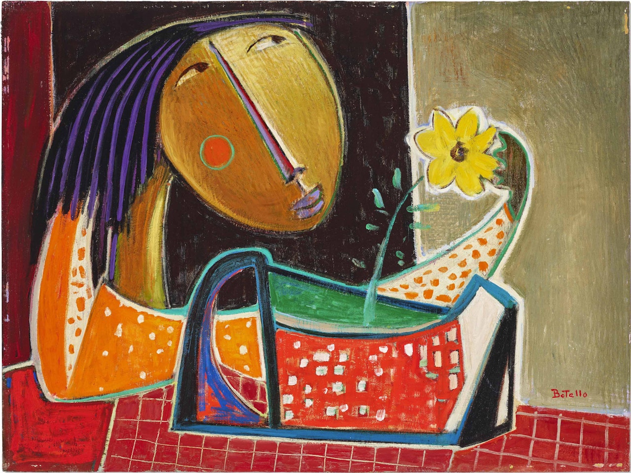 Girl with Flower by Angel Botello