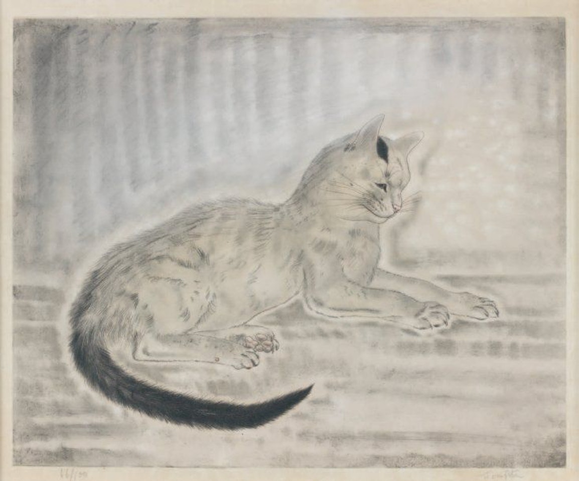 Cat with black tail Plate from the Cats suite by Leonard Tsuguharu Foujita
