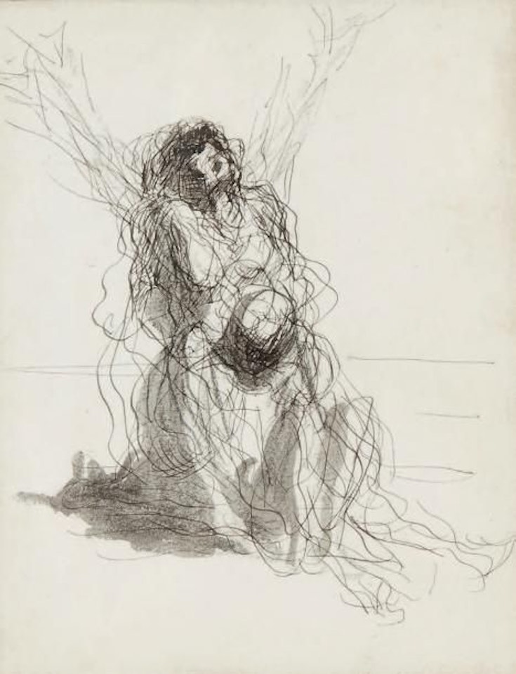 The pianist; Man collapsing at his wife"s knees by Honoré Daumier