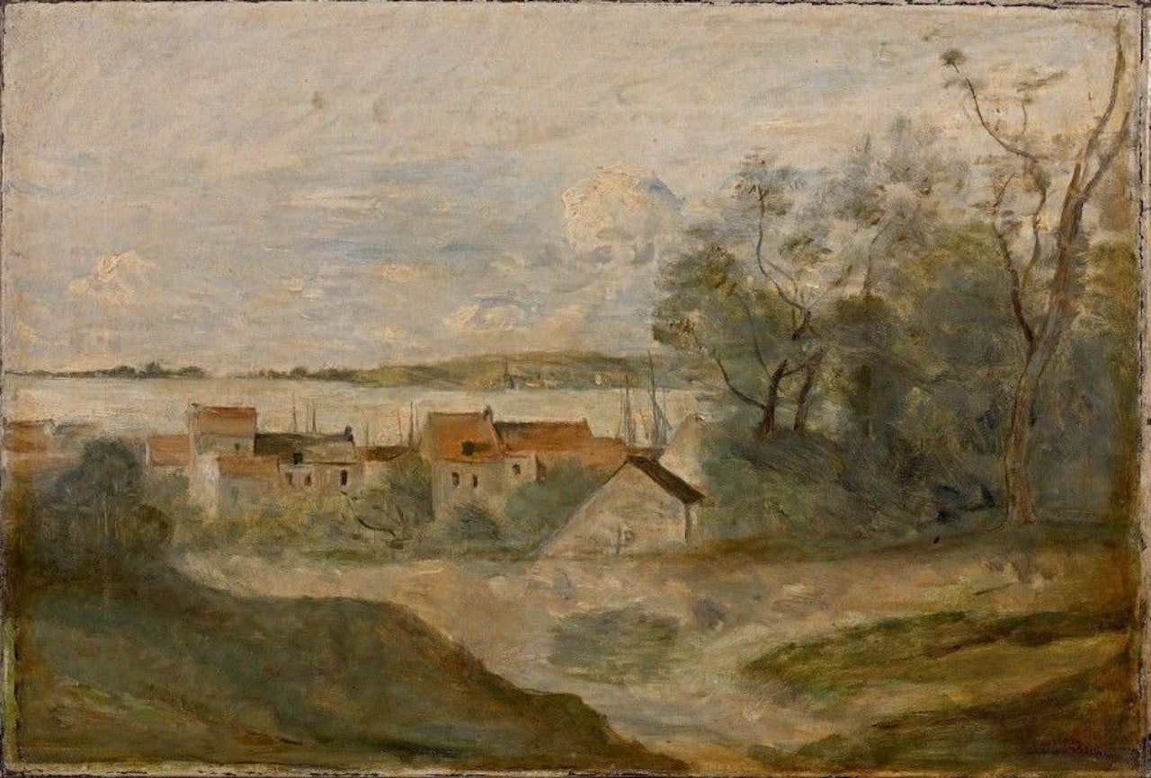Village by the sea (very likely Le Tréport) by Jean Baptiste Camille Corot