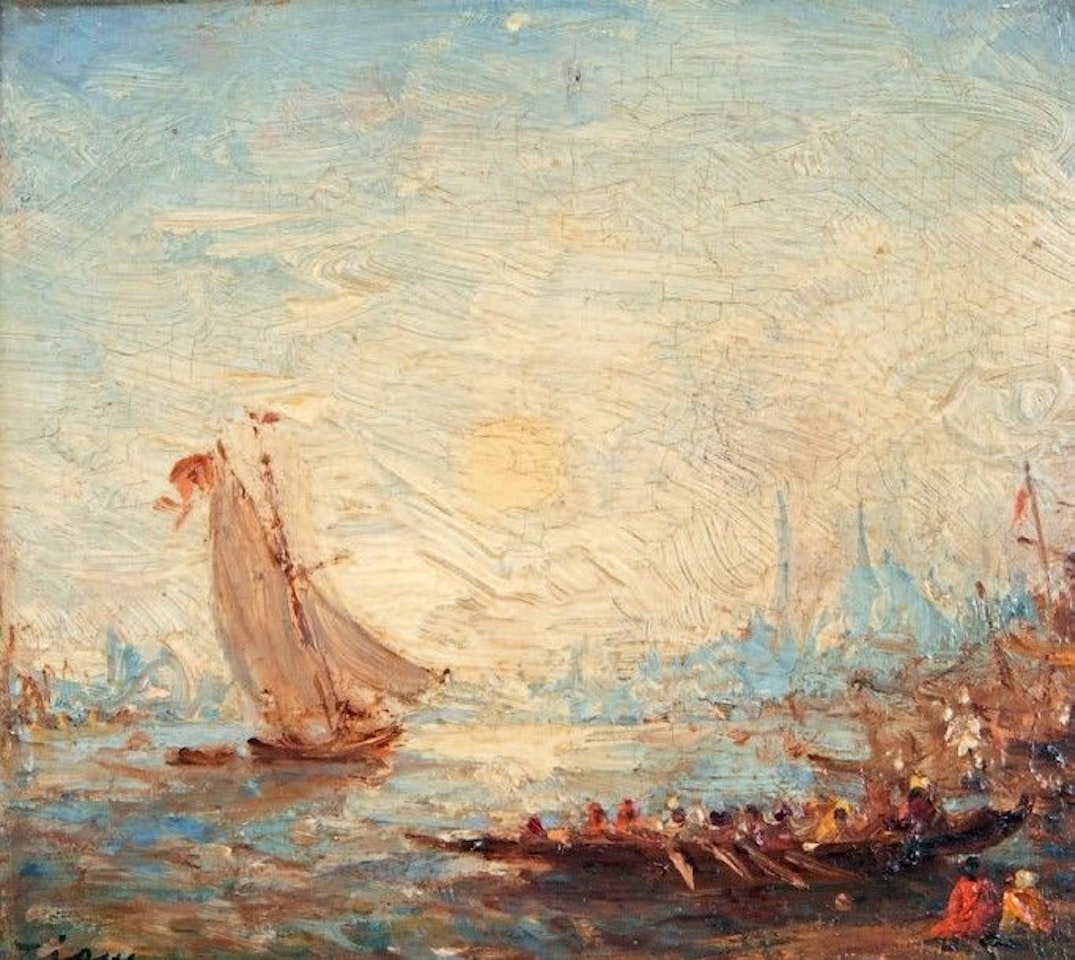 Constantinople, the Golden Horn, caiques on the Bosphorus by Félix Ziem