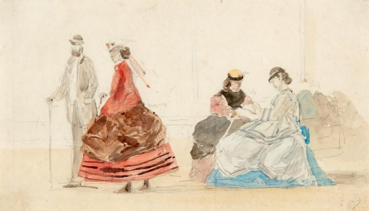 Crinolines on the beach by Eugène Boudin