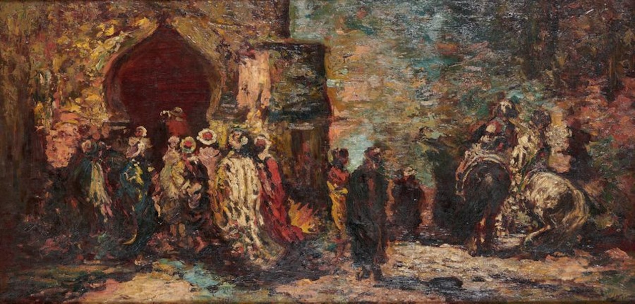 At the entrance to the by Adolphe Monticelli