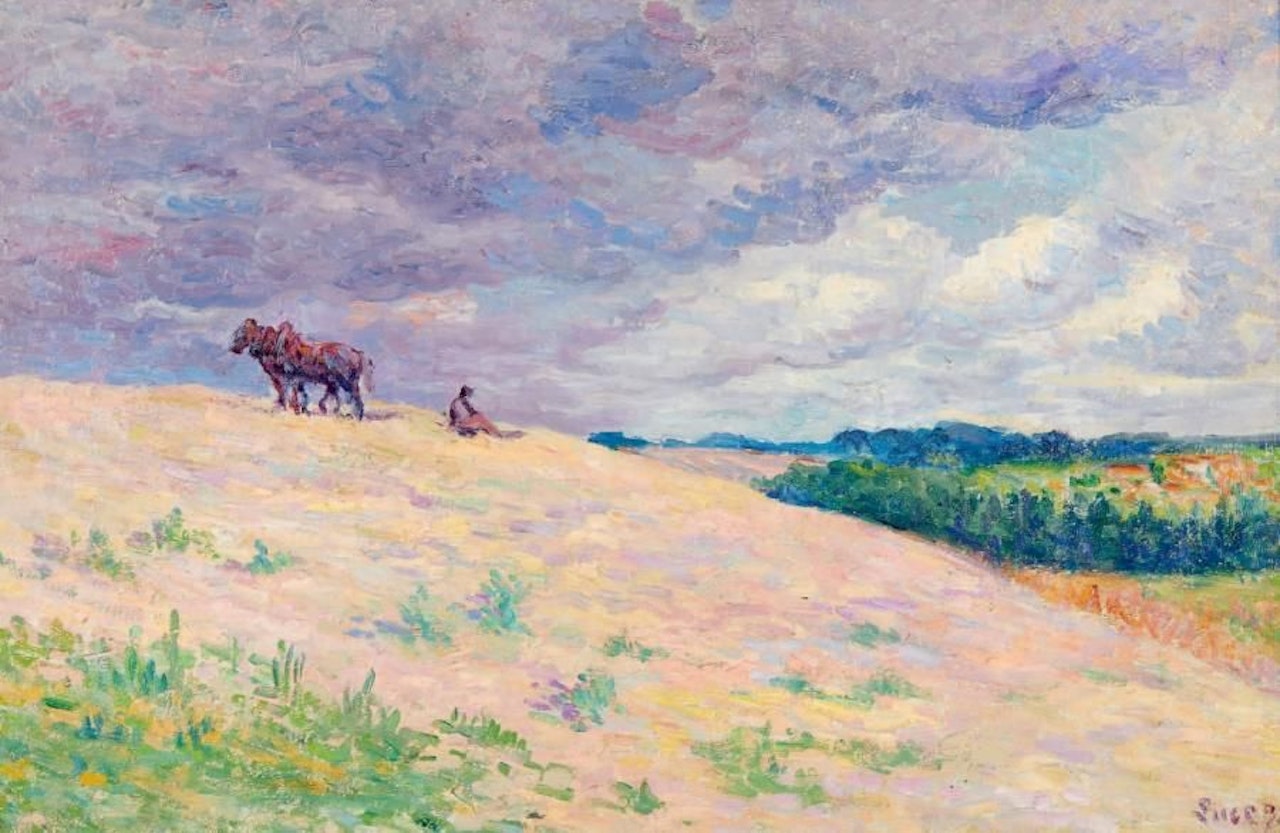 Rest from plowing, Méréville by Maximilien Luce
