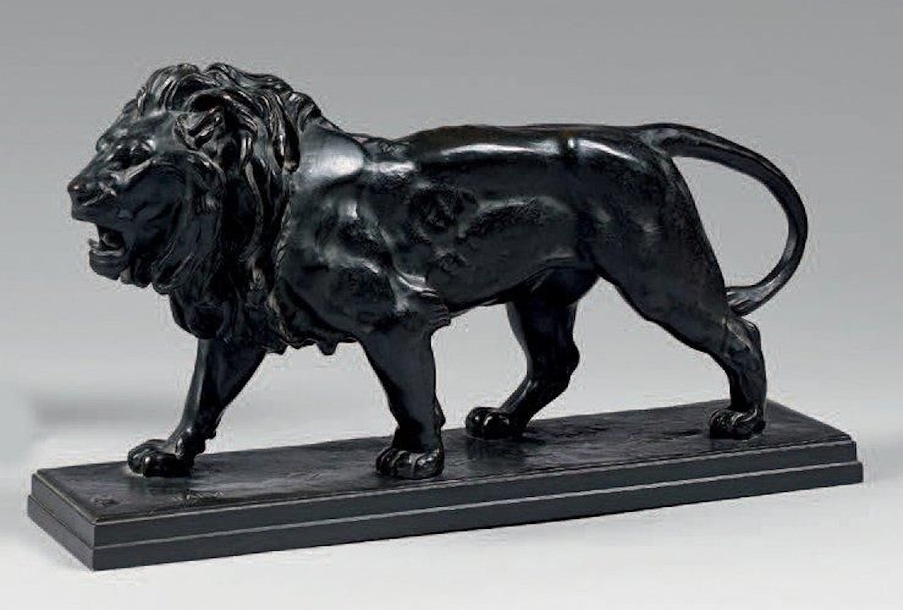 Walking Lion (with rectangular plinth) by Antoine-Louis Barye