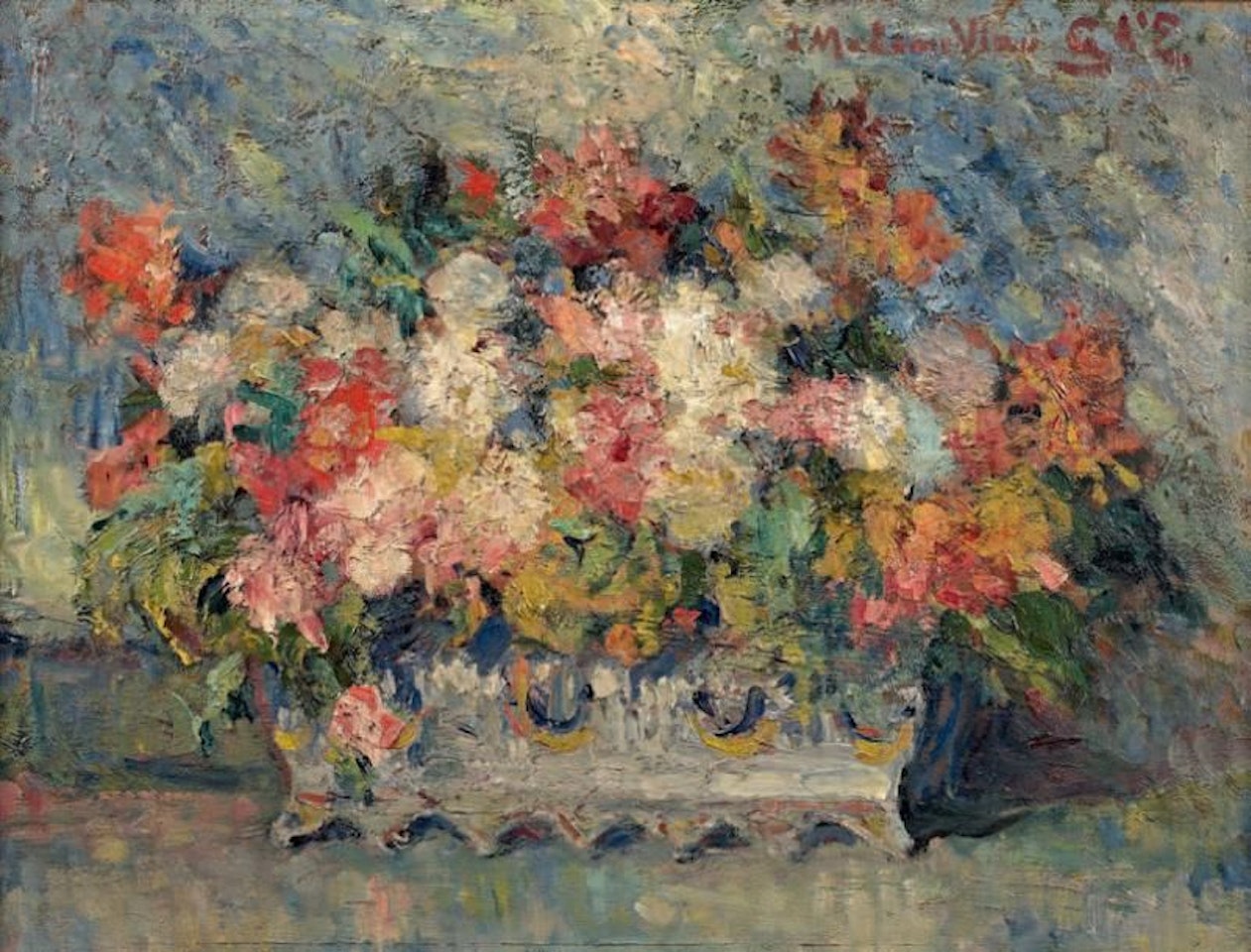 Varied flowers in a flower girl by Georges d’Espagnat