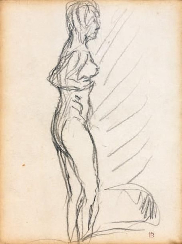 Nude standing in profile by Pierre Bonnard