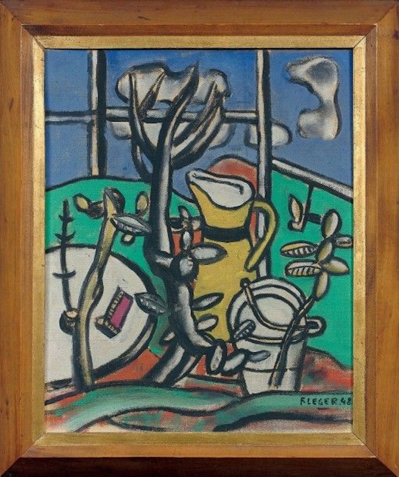 The yellow vase in the landscape by Fernand Leger