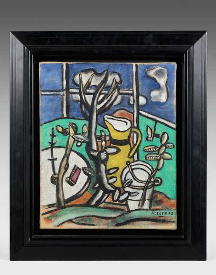 The yellow vase in the landscape by Fernand Leger