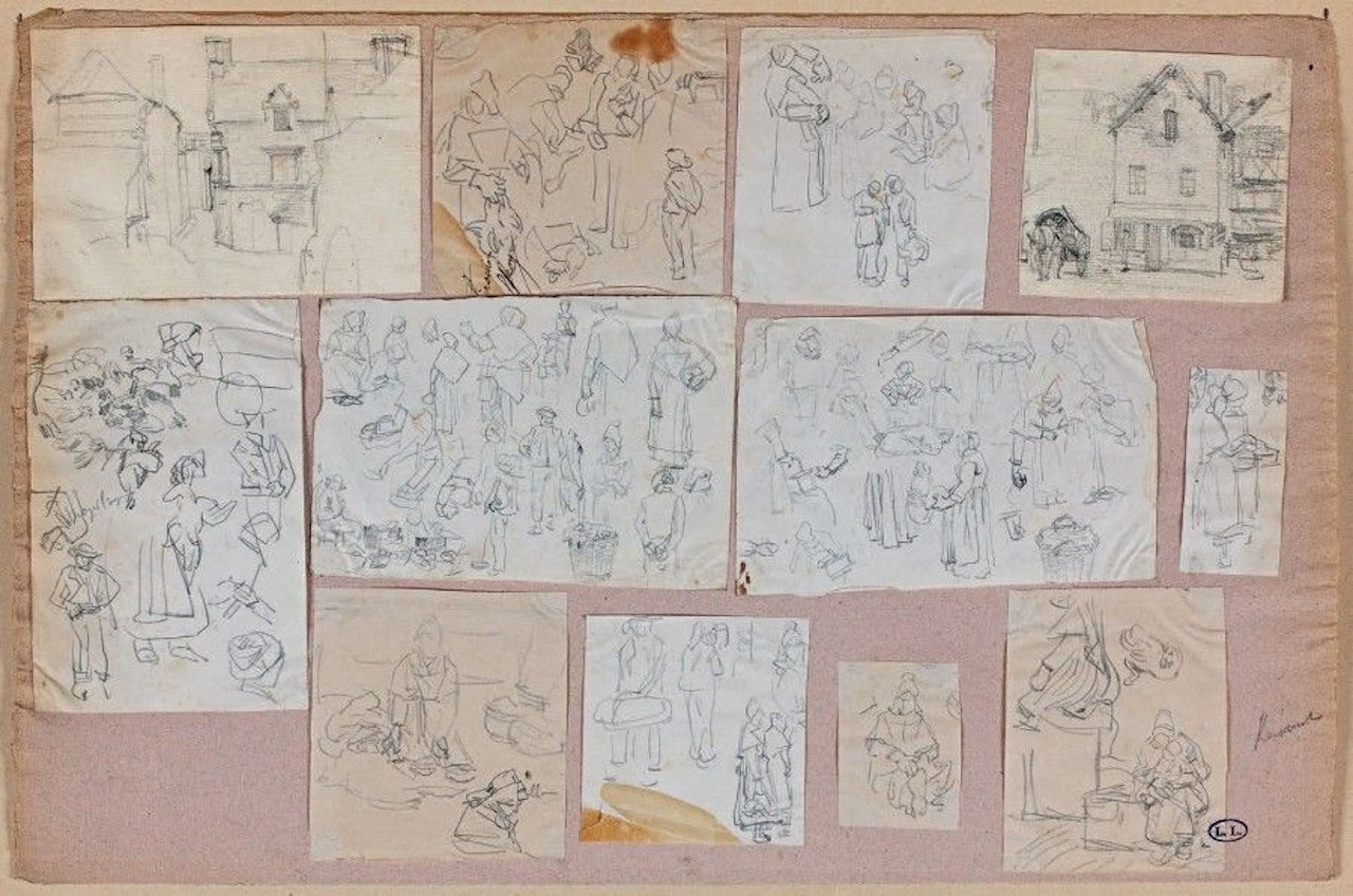 Studies of fishermen and fish by Léon Augustin Lhermitte
