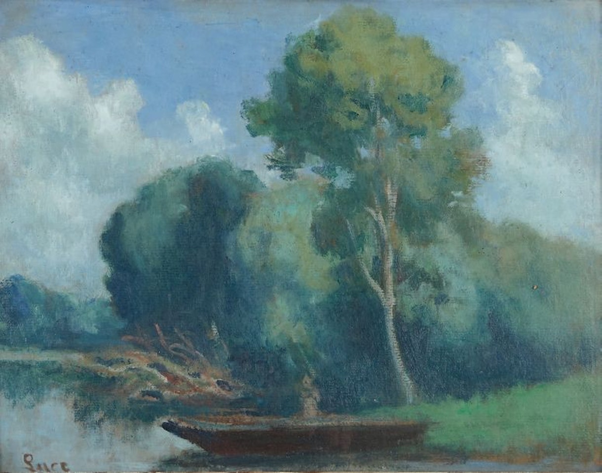 The boat near Rolleboise (?) by Maximilien Luce