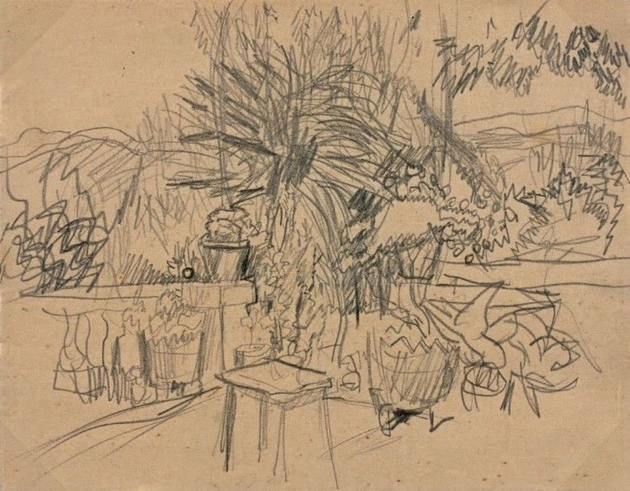 Study for: The terrace or A terrace in Grasse by Pierre Bonnard