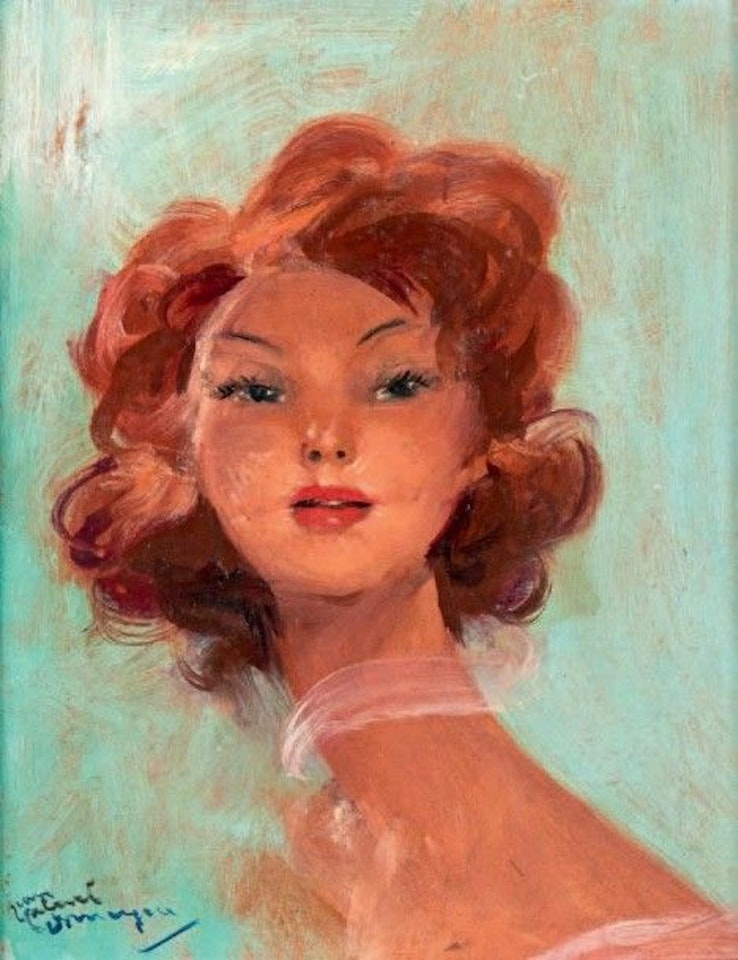 Portrait of a redhead by Jean Gabriel Domergue