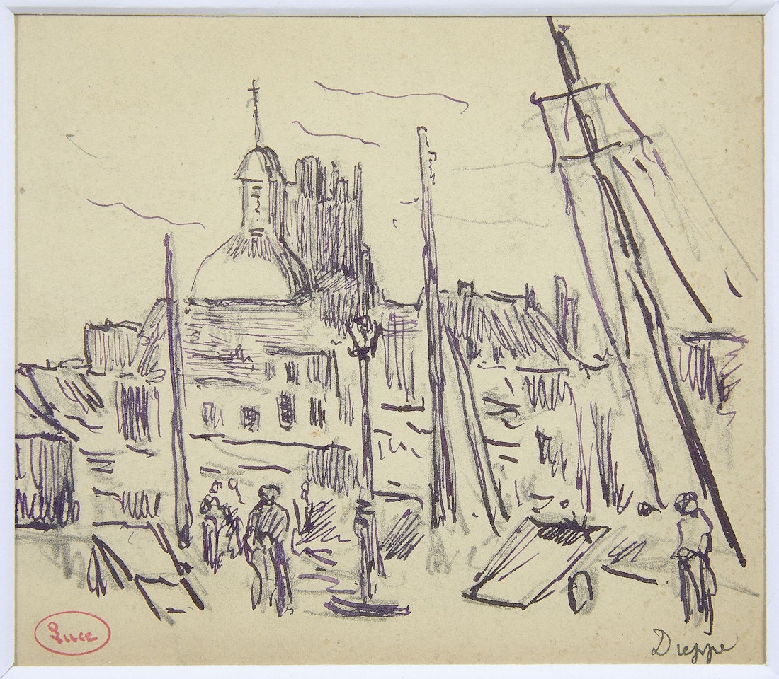 Dieppe, the church seen from the port by Maximilien Luce