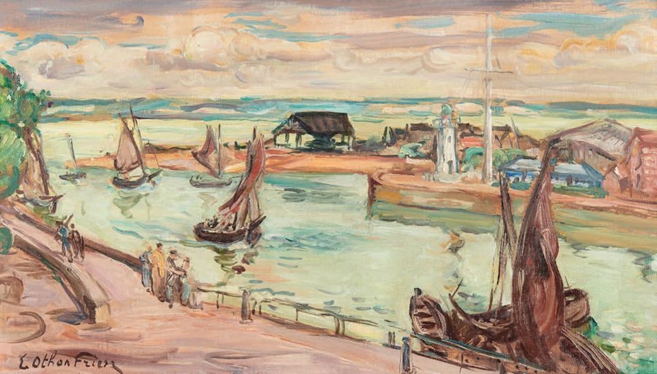 Sailboats in the port of Honfleur by Othon Friesz