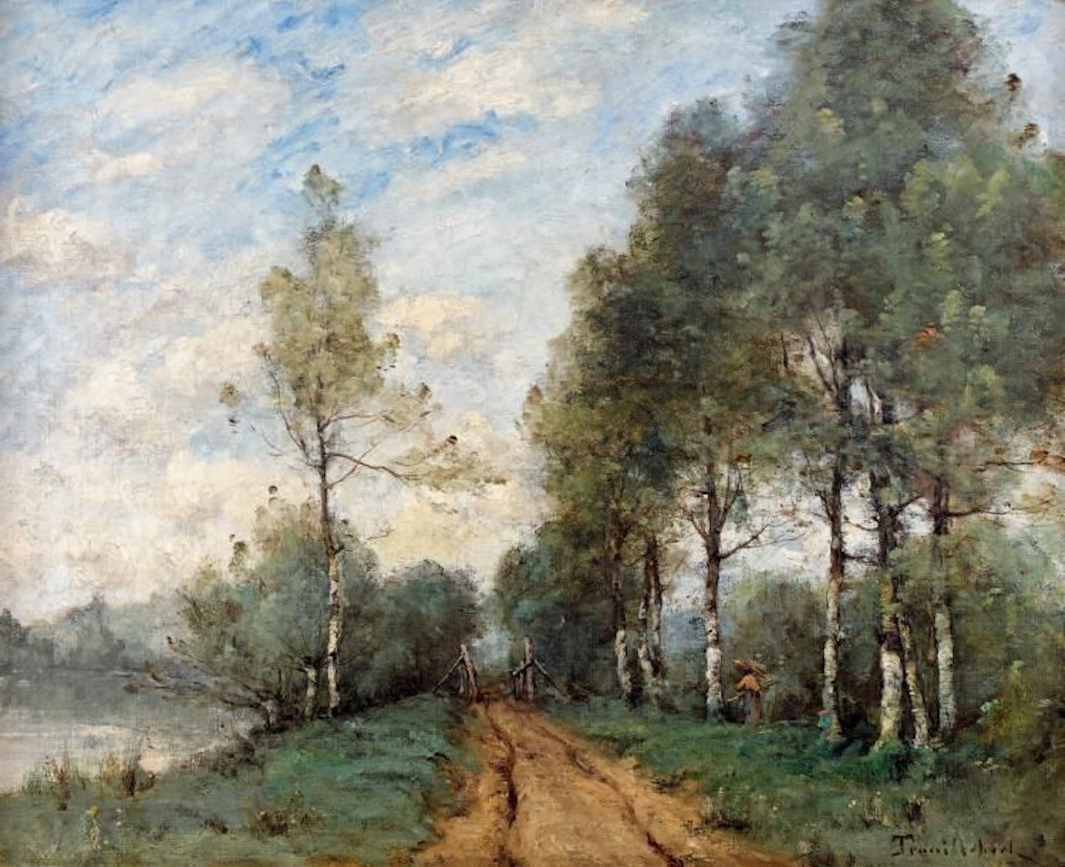 Faggot gatherer by the river by Paul Désiré Trouillebert