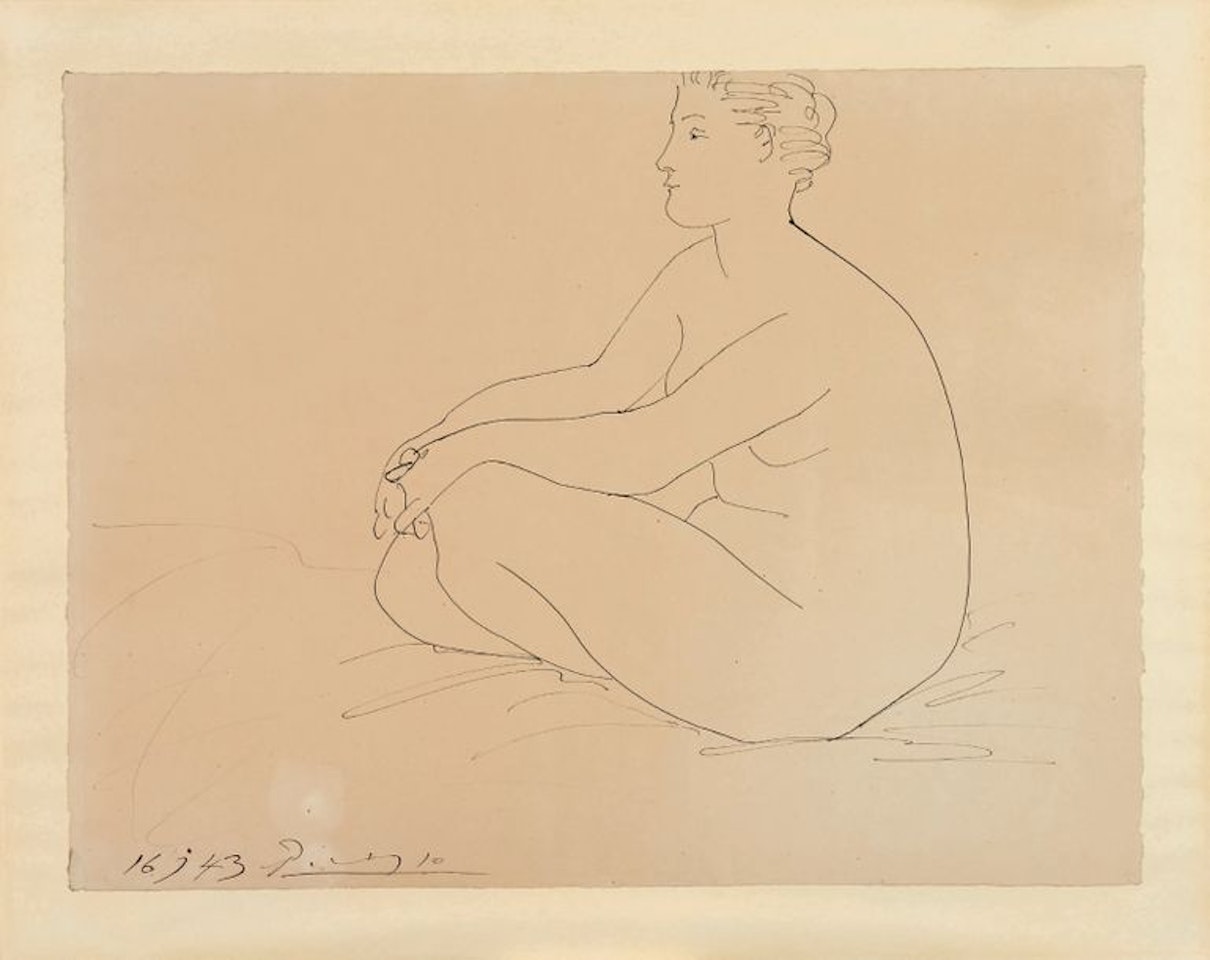 Naked woman sitting by Pablo Picasso