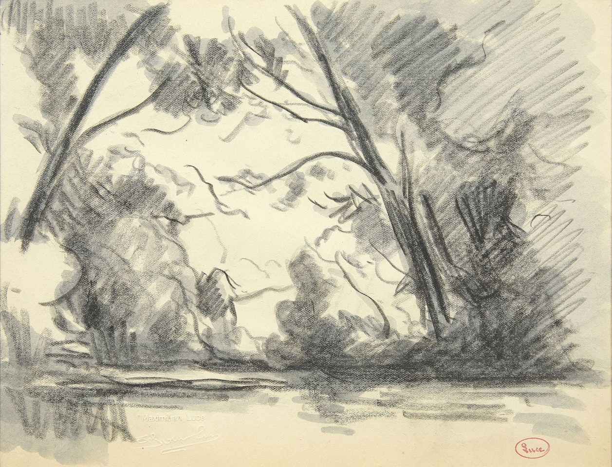 Méricourt, the small arm of the Seine by Maximilien Luce