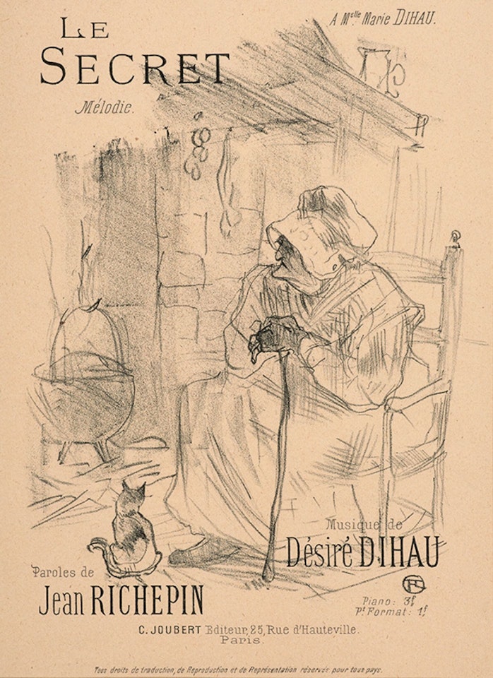 Le Secret. Song title (lyrics by Jean Richepin, melody by Désiré Dihau) by Henri de Toulouse-Lautrec