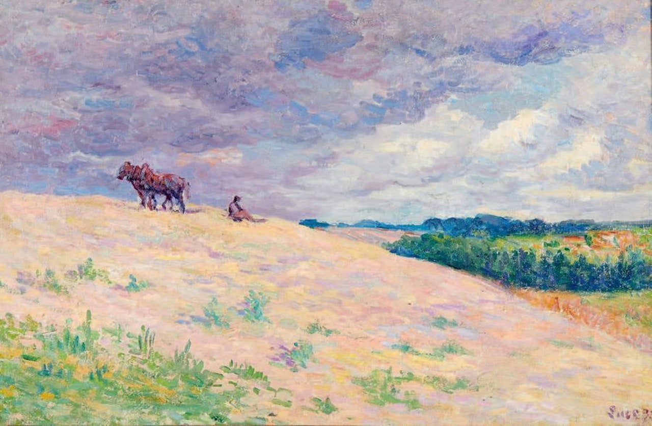 Rest from plowing, Méréville by Maximilien Luce